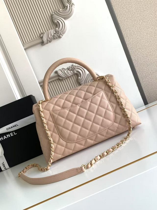 CC original grained calfskin large coco handle bag A92991 beige