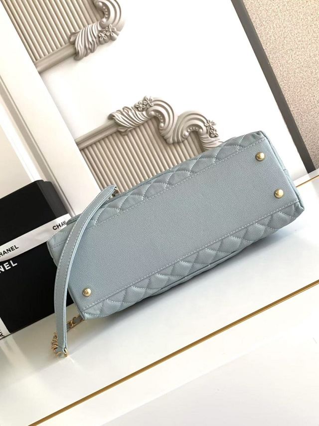 CC original grained calfskin large coco handle bag A92991 blue