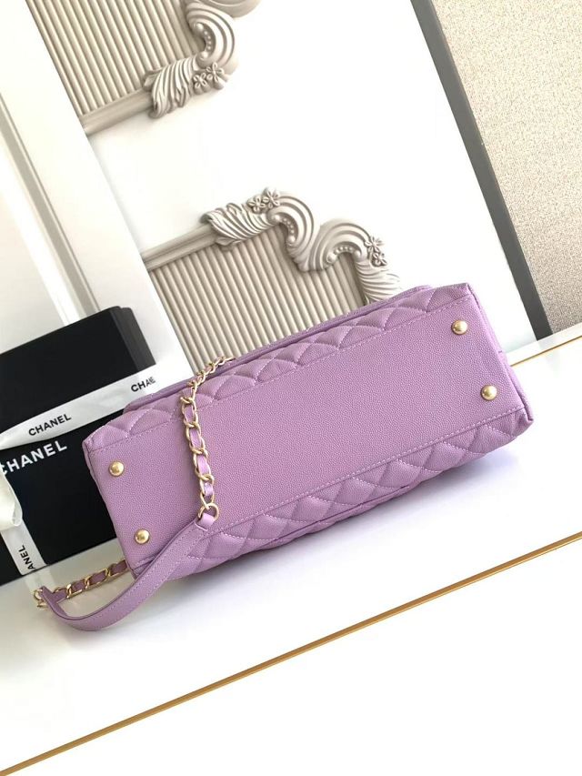 CC original grained calfskin large coco handle bag A92991 purple