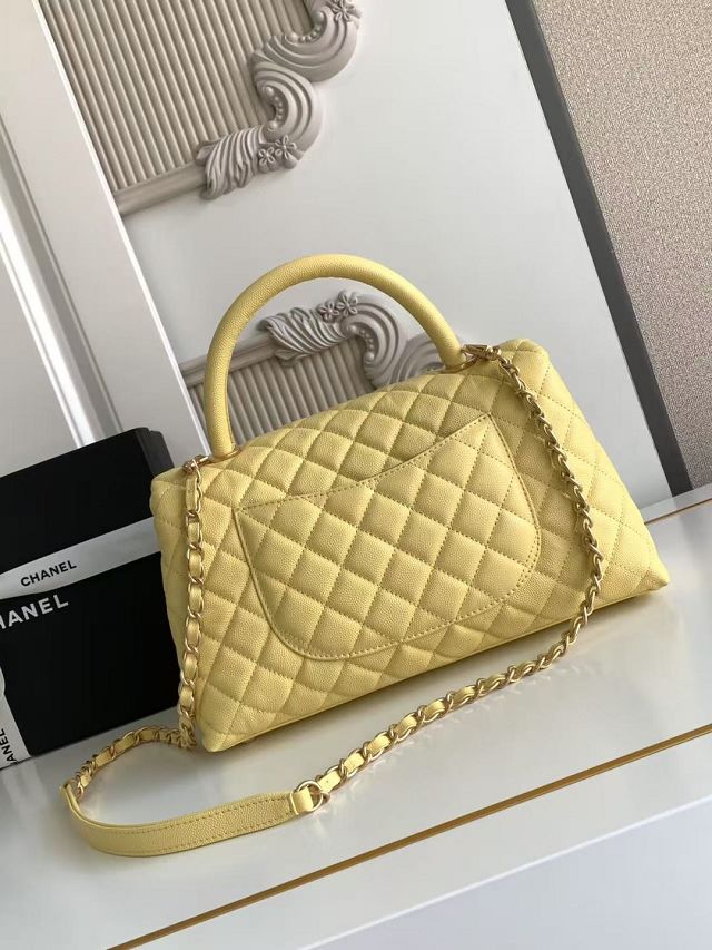 CC original grained calfskin large coco handle bag A92991 yellow