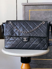 CC original grained calfskin maxi flap bag AS3324 black
