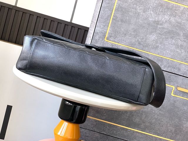 CC original grained calfskin maxi flap bag AS3324 black