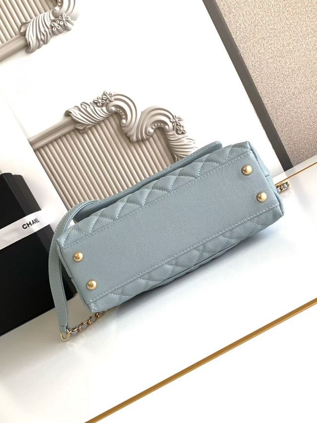 CC original grained calfskin small coco handle bag A92990 blue