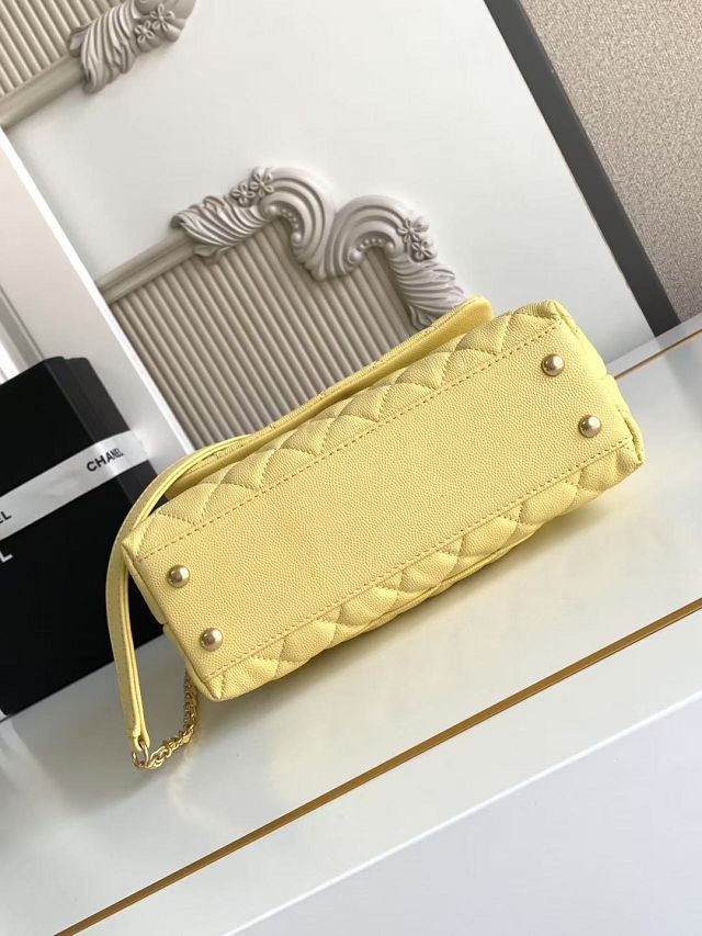 CC original grained calfskin small coco handle bag A92990 yellow
