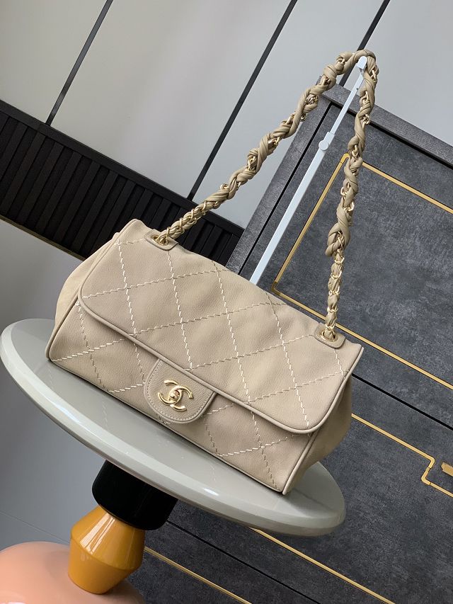 CC original suede flap bag AS0505 beige