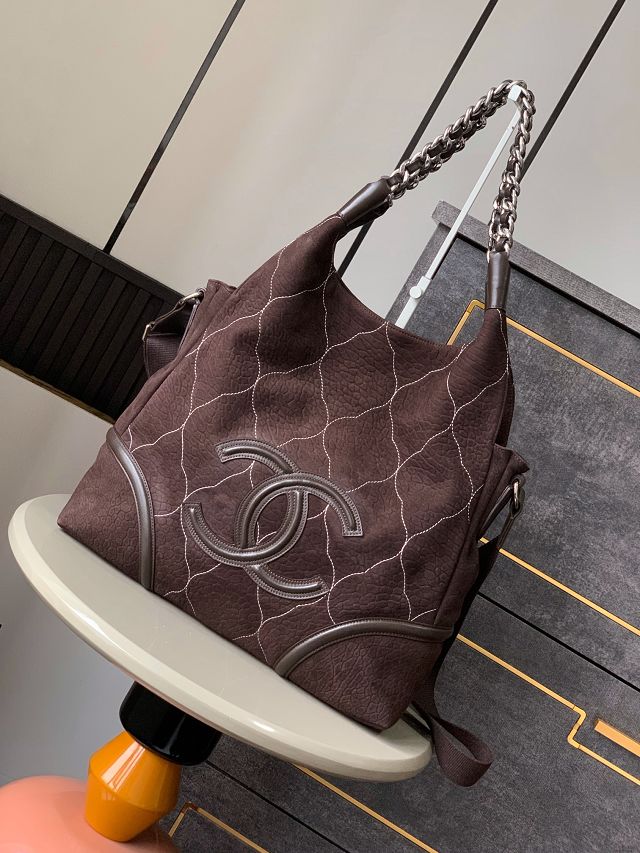 CC original suede large tote bag AS0503 dark brown