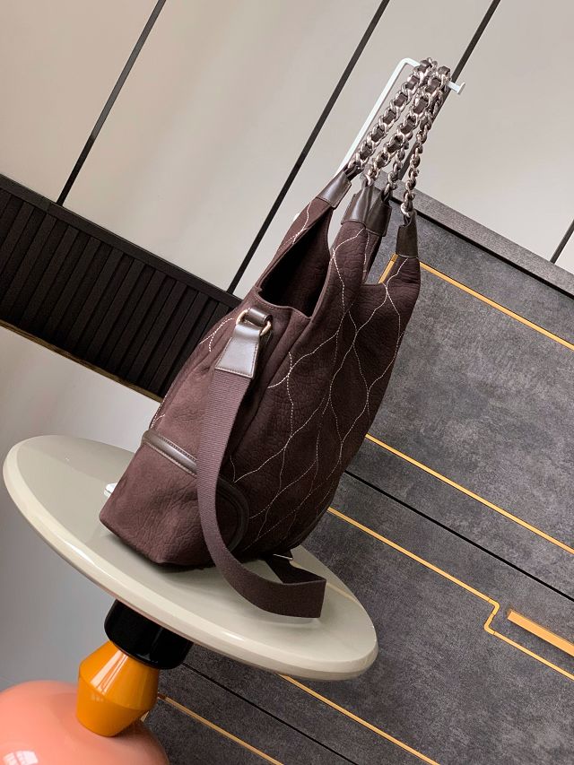 CC original suede large tote bag AS0503 dark brown