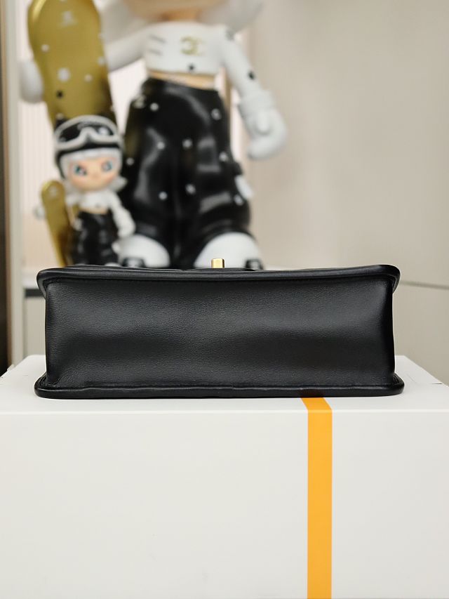 CC original braided calfskin medium flap bag AS4795 black