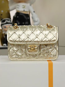 CC original braided calfskin mini flap bag AS4797 gold