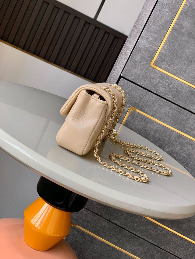 CC original calfskin clutch with chain AP4593 apricot