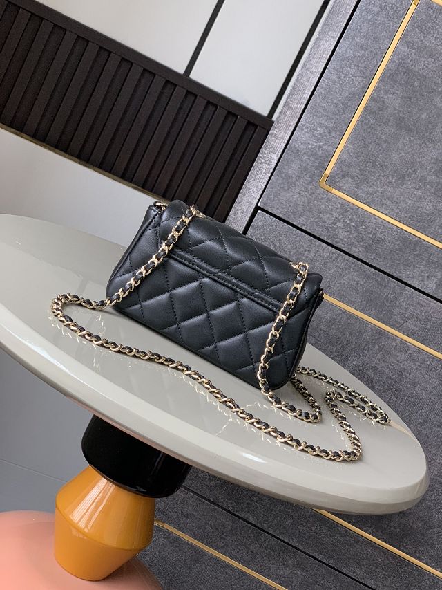 CC original calfskin clutch with chain AP4593 black