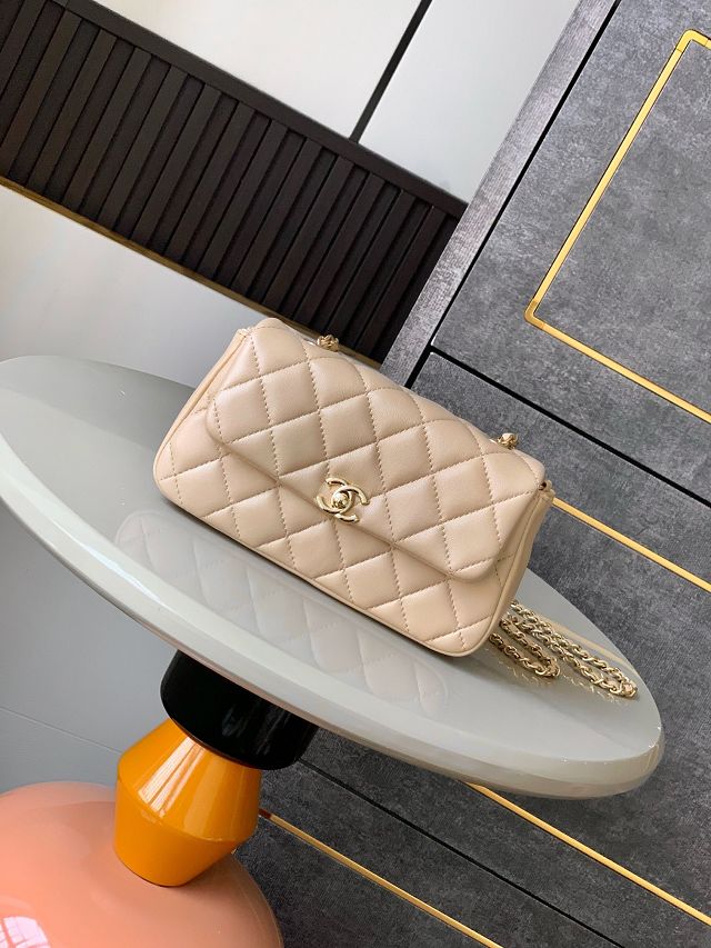 CC original calfskin mini flap bag AS4592 apricot