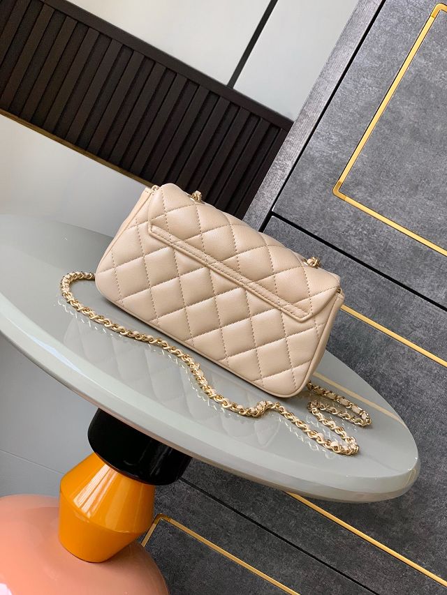 CC original calfskin mini flap bag AS4592 apricot