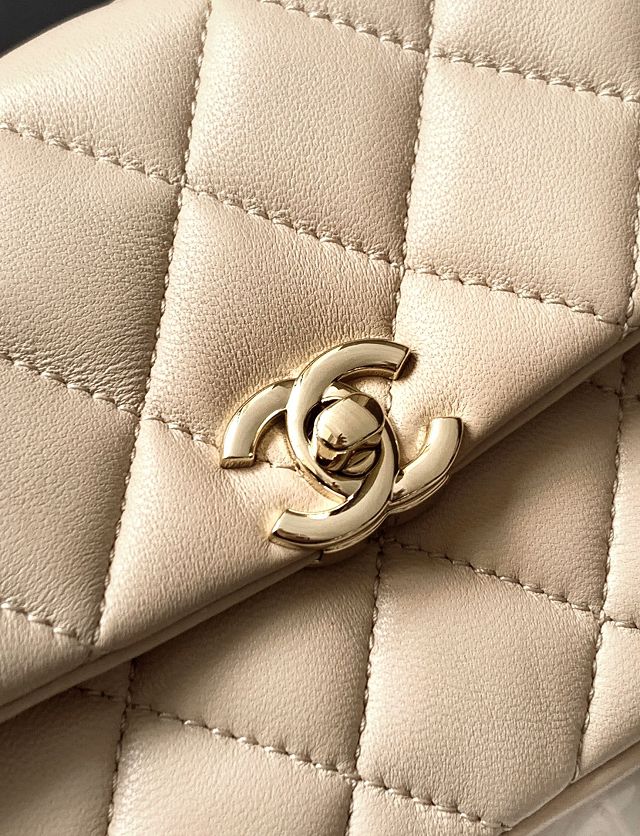 CC original calfskin mini flap bag AS4592 apricot