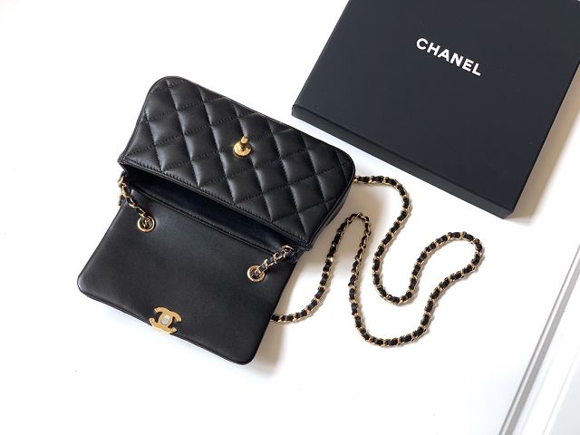 CC original calfskin mini flap bag AS4592 black