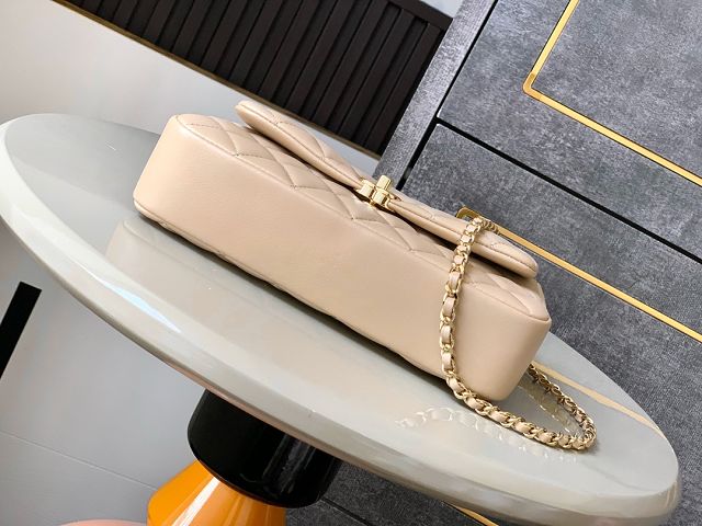 CC original calfskin small flap bag AS5485 apricot