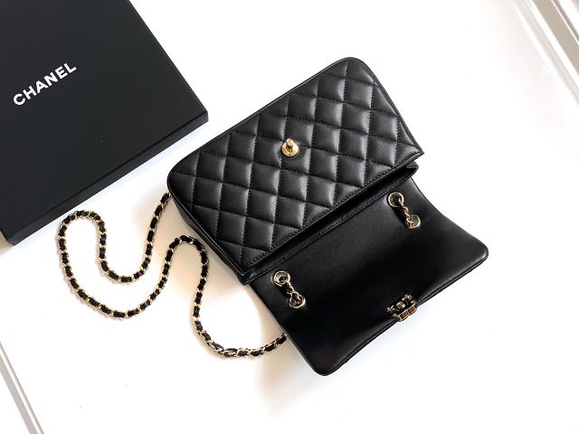 CC original calfskin small flap bag AS5485 black