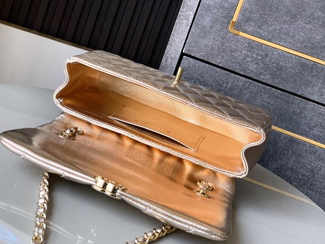 CC original calfskin small flap bag AS5485 gold