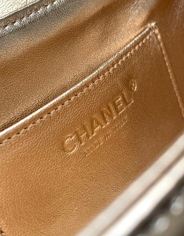 CC original calfskin small flap bag AS5485 gold