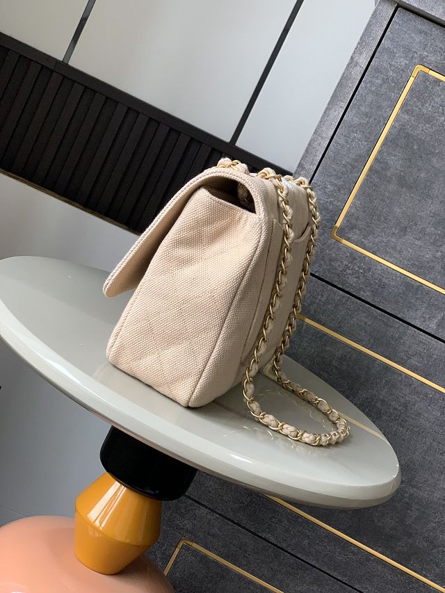 CC original fabric medium flap bag A01112 apricot