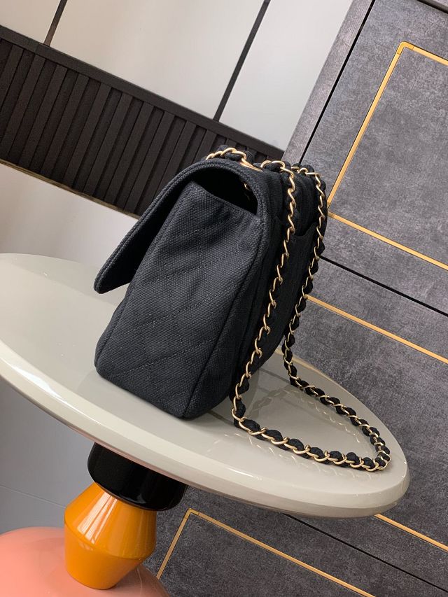 CC original fabric medium flap bag A01112 black