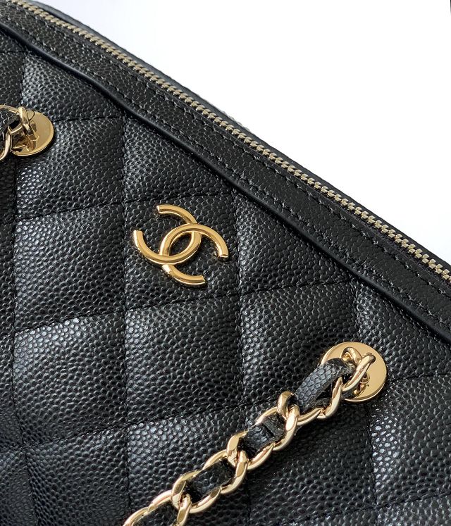 CC original grained calfskin clutch with chain AP4515 black