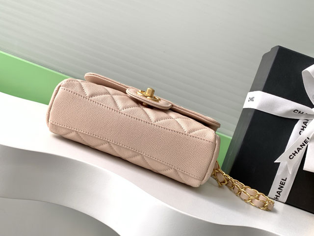 CC original grained calfskin mini flap bag AS5239 apricot