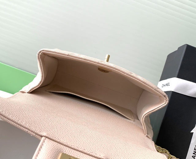 CC original grained calfskin mini flap bag AS5239 apricot