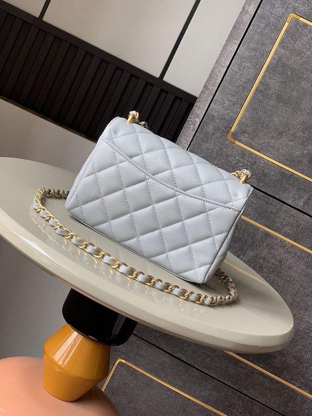 CC original grained calfskin mini flap bag AS5239 grey