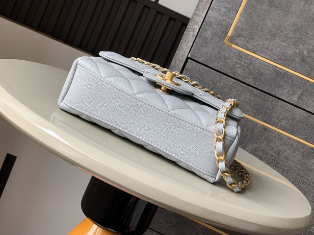 CC original grained calfskin mini flap bag AS5239 grey