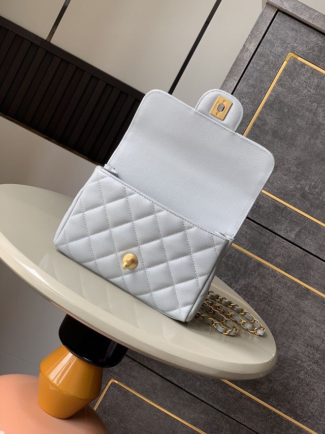 CC original grained calfskin mini flap bag AS5239 grey