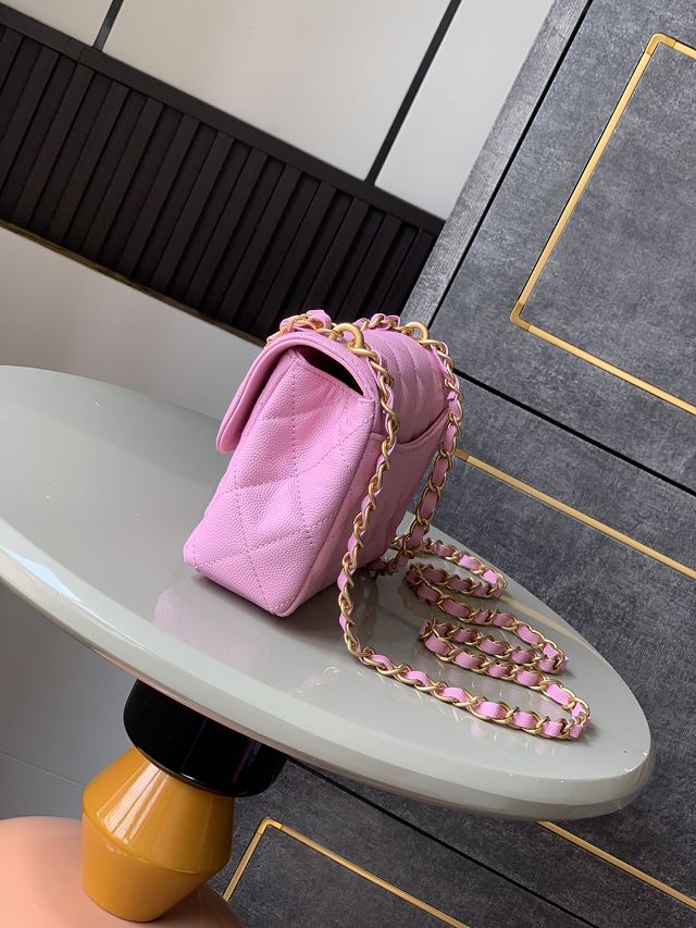 CC original grained calfskin mini flap bag AS5239 pink