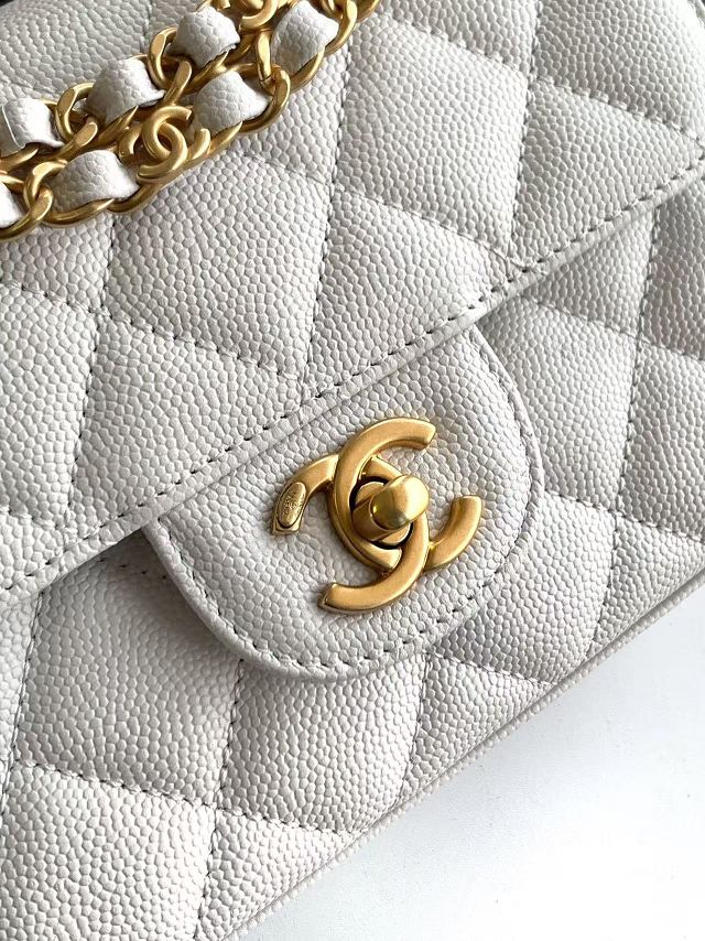 CC original grained calfskin mini flap bag AS5239 white