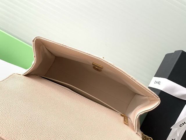 CC original grained calfskin small flap bag AS5238 apricot