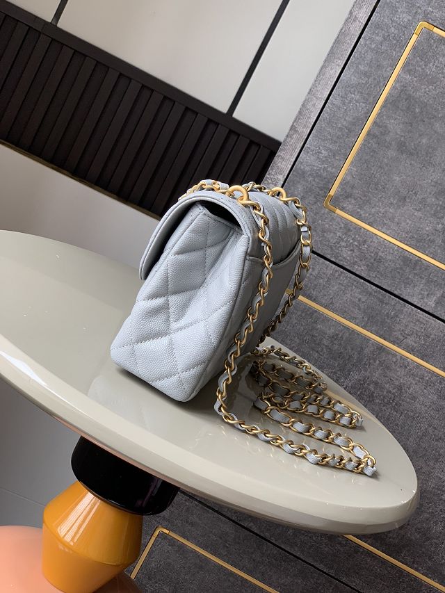 CC original grained calfskin small flap bag AS5238 grey