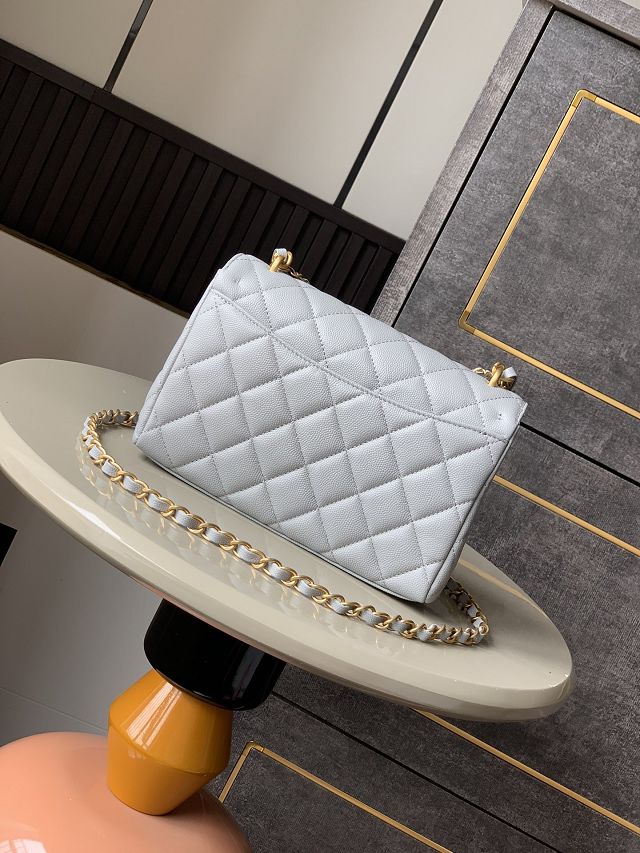 CC original grained calfskin small flap bag AS5238 grey