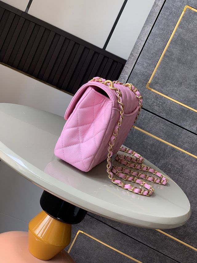 CC original grained calfskin small flap bag AS5238 pink