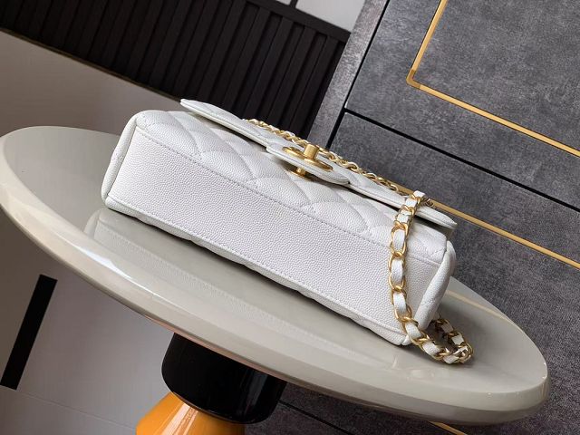 CC original grained calfskin small flap bag AS5238 white