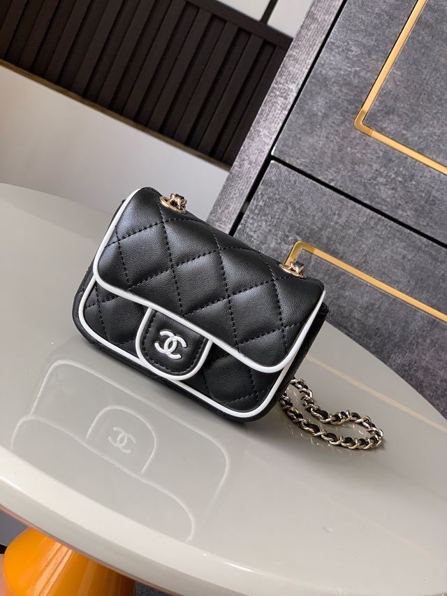 CC original lambskin clutch with chain AP4512 black