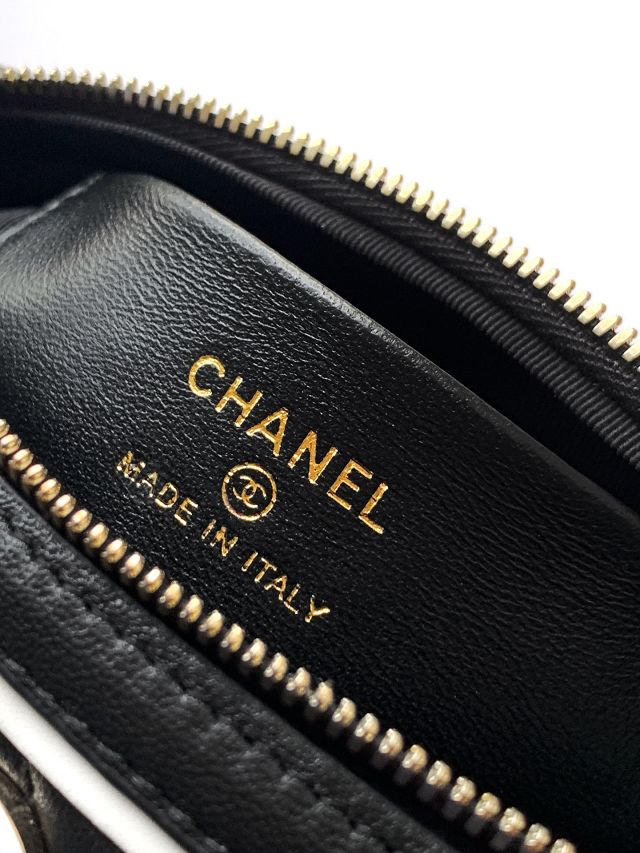 CC original lambskin clutch with chain AP4515 black&white