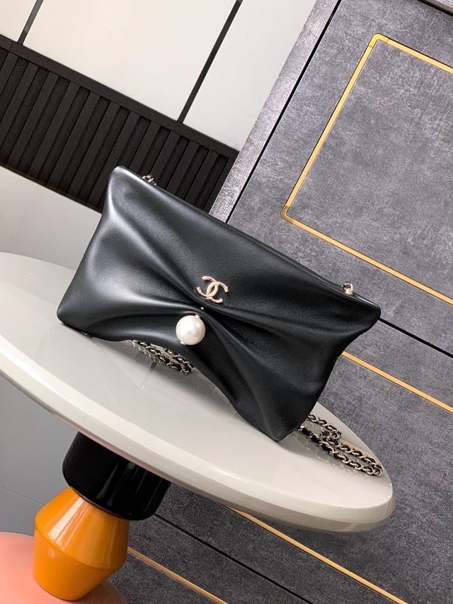 CC original lambskin clutch with chain AP4613 black