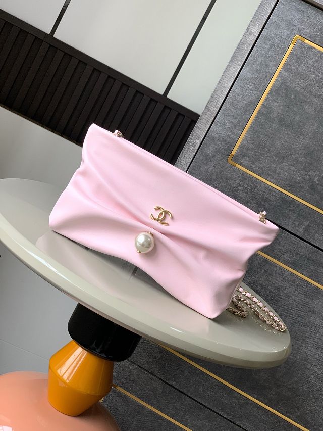 CC original lambskin clutch with chain AP4613 pink