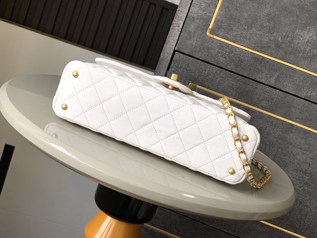 CC original lambskin medium top handle flap bag AS5356 white