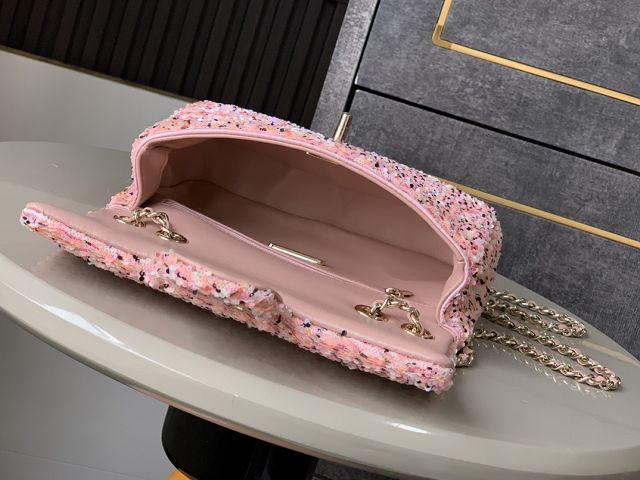CC original sequins mini flap bag A69900 pink