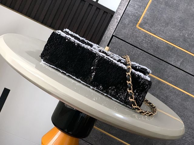 CC original sequins mini flap bag AS2090 black