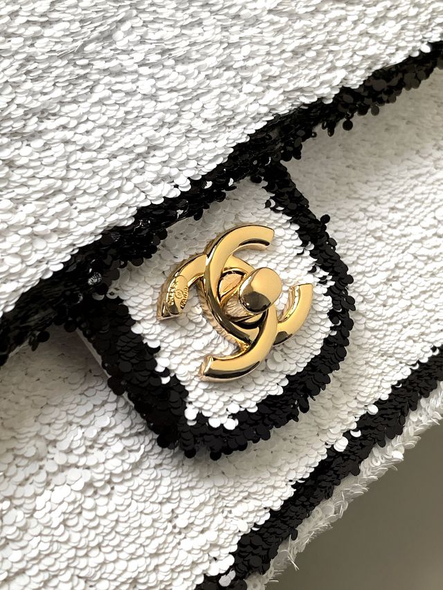 CC original sequins mini flap bag AS2090 white