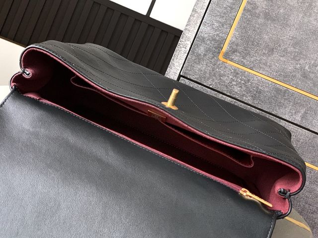 CC original calfskin large top handle flap bag AS5447 black