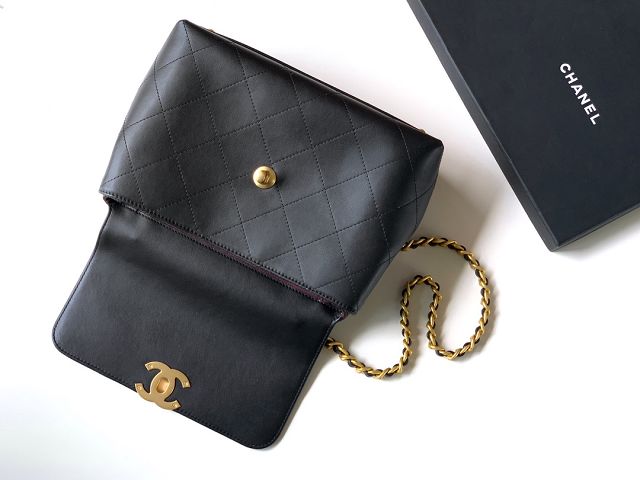 CC original calfskin medium top handle flap bag AS5467 black