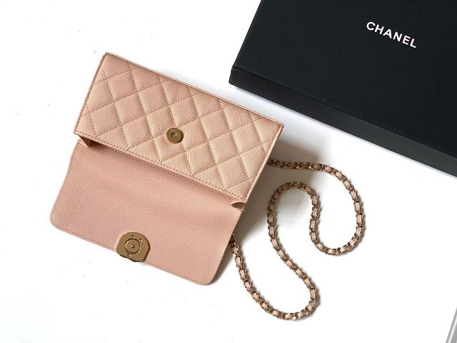 CC original grained calfskin flap phone holder AP3238 beige