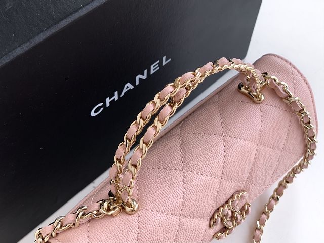 CC original grained calfskin flap phone holder AP3238 pink